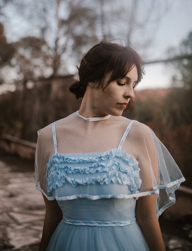 Novia vintage vestido azul